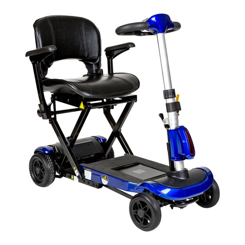 Drive Medical flex-auto ZooMe Auto-Flex Folding Travel Scooter, Blue - Owl Medical Supplies