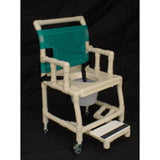 Shower Commode Chair, PVC, Drop Arms, With Footrest