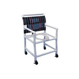 Healthline Medical Products GC655WB Shower Commode Chair, PVC, Drop Arms, With Footrest, X-Wide