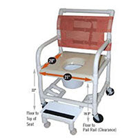Shower Commode Chair, PVC, Fixed Arm, With Footrest X-Wide