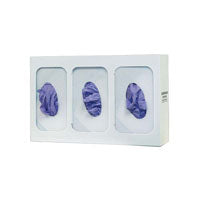 Glove Box Dispenser, Triple, with Dividers, White Powder-Coated Steel