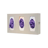 Glove Box Dispenser, Triple, with Dividers, Beige Plastic
