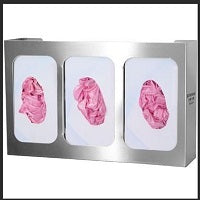 Glove Box Dispenser - Triple - Divided, Stainless Steel