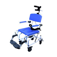 EZee Life Shower Commode Chair, White Aluminum Frame, Tilt