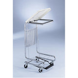 Step-On Chrome Hamper, White Polycoated Steel Lid