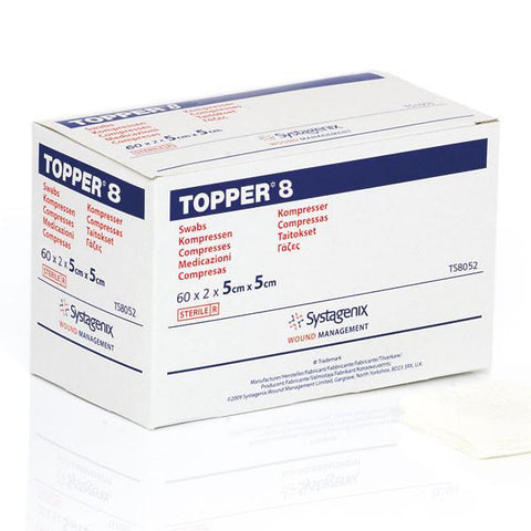 Johnson & Johnson TS8052 Topper 8 Swabs (4 Ply, Sterile) 5cm x 5cm - Owl Medical Supplies