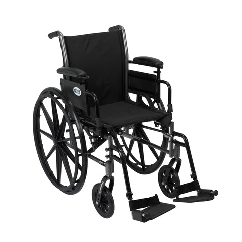 Drive Medical k316adda-sf Cruiser III Light Weight Wheelchair with Flip Back Removable Arms, Adjustable Height Desk Arms, Swing away Footrests, 16" - Owl Medical Supplies