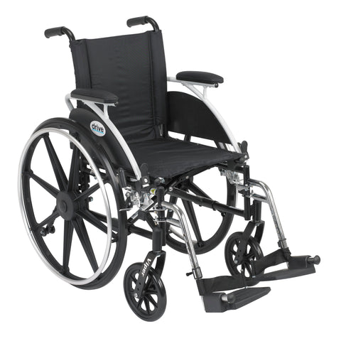 Drive Medical l412dda-sf Viper Wheelchair with Flip Back Removable Arms, Desk Arms, Swing away Footrests, 12" Seat - Owl Medical Supplies