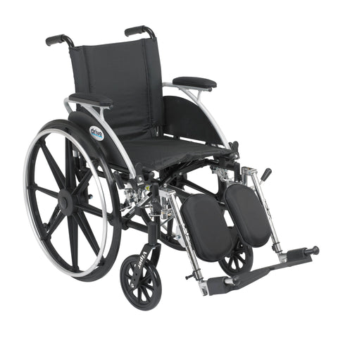 Drive Medical l414dda-elr Viper Wheelchair with Flip Back Removable Arms, Desk Arms, Elevating Leg Rests, 14" Seat - Owl Medical Supplies