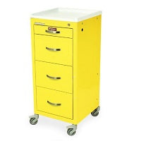 Harloff M3DS1830K04Q M-Series Tall Isolation Cart, Mini Width, Four Drawers, Key Lock, Yellow