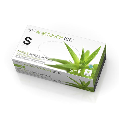 Medline MDS195284 Aloetouch Ice Powder-Free Thin Nitrile Exam Gloves Small - Owl Medical Supplies