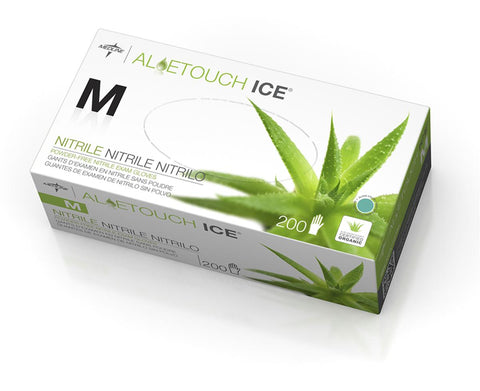 Medline MDS195285 Aloetouch Ice Powder-Free Thin Nitrile Exam Gloves Medium - Owl Medical Supplies