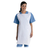 Medline NON24272 Protective Poly Disposable Apron 24" x 42", White, Lightweight, Pullover, Latex-Free, Disposable - Owl Medical Supplies