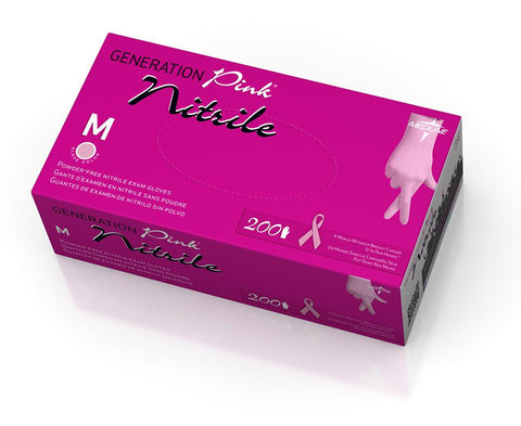 Medline PINK6801 Generation Pink Nitrile Powder-Free Exam Gloves, Small - Owl Medical Supplies