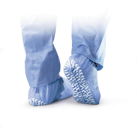 Medline NON28758 Non-Skid Polypropylene Shoe Covers, Blue, Regular Size - Owl Medical Supplies