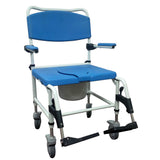 Drive Medical nrs185008 Aluminum Bariatric Rehab Shower Commode Chair with Two Rear-Locking Casters - Owl Medical Supplies