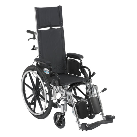 Drive Medical pl412rbdda Viper Plus Light Weight Reclining Wheelchair with Elevating Leg Rests and Flip Back Detachable Arms, 12" Seat - Owl Medical Supplies