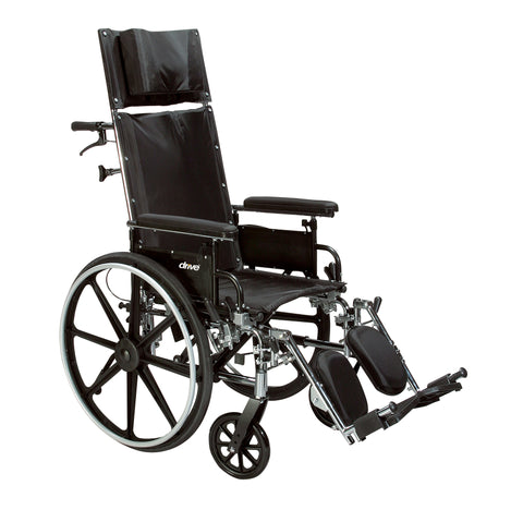 Drive Medical pla416rbdfa Viper Plus GT Full Reclining Wheelchair, Detachable Full Arms, 16" Seat - Owl Medical Supplies