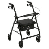 Drive Medical r726bk Walker Rollator with 6" Wheels, Fold Up Removable Back Support and Padded Seat, Black - Owl Medical Supplies