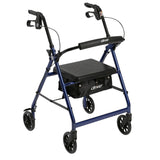 Drive Medical r726bl Walker Rollator with 6" Wheels, Fold Up Removable Back Support and Padded Seat, Blue - Owl Medical Supplies
