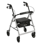 Drive Medical r726sl Walker Rollator with 6" Wheels, Fold Up Removable Back Support and Padded Seat, Silver - Owl Medical Supplies