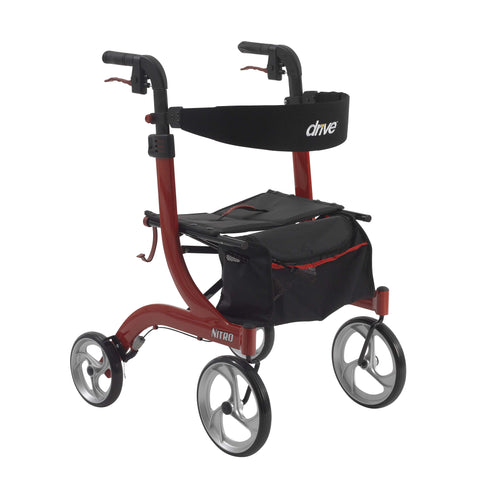 Drive Medical rtl10266 Nitro Euro Style Walker Rollator, Red - Owl Medical Supplies