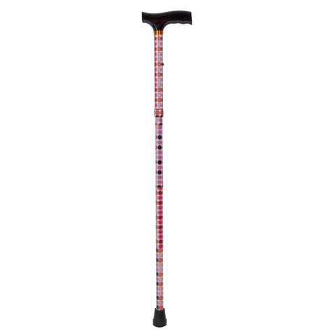 Drive Medical rtl10304bd Lightweight Adjustable Folding Cane with T Handle, Big Dots - Owl Medical Supplies