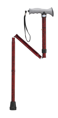 Drive Medical rtl10370rc Adjustable Lightweight Folding Cane with Gel Hand Grip, Red Crackle - Owl Medical Supplies