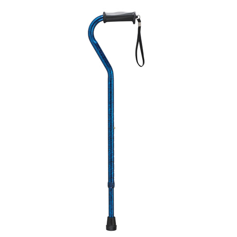 Drive Medical rtl10372bc Adjustable Height Offset Handle Cane with Gel Hand Grip, Blue Crackle - Owl Medical Supplies