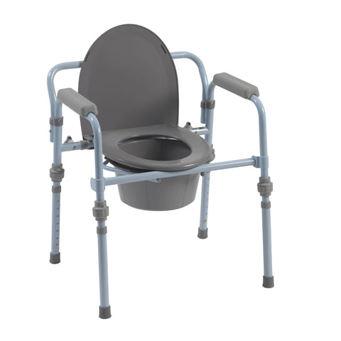 Drive Medical rtl11148kdr Folding Bedside Commode with Bucket and Splash Guard - Owl Medical Supplies