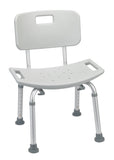 Drive Medical rtl12202kdr Bathroom Safety Shower Tub Bench Chair with Back, Gray - Owl Medical Supplies