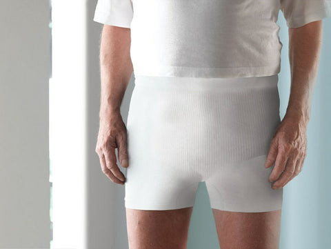 Salts BOXWML Simplicity Stoma Support Wear Unisex Boxer Short - Medium/Large (34/36/38") / White - Owl Medical Supplies