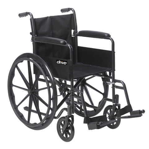 Drive Medical ssp118fa-sf Silver Sport 1 Wheelchair with Full Arms and Swing away Removable Footrest - Owl Medical Supplies
