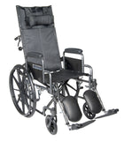 Drive Medical ssp16rbdda Silver Sport Reclining Wheelchair with Elevating Leg Rests, Detachable Desk Arms, 16" Seat - Owl Medical Supplies