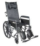 Drive Medical ssp16rbdfa Silver Sport Reclining Wheelchair with Elevating Leg Rests, Detachable Full Arms, 16" Seat - Owl Medical Supplies