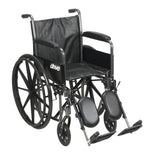 Drive Medical ssp216dfa-elr Silver Sport 2 Wheelchair, Detachable Full Arms, Elevating Leg Rests, 16" Seat - Owl Medical Supplies