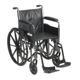 Drive Medical ssp216dfa-sf Silver Sport 2 Wheelchair, Detachable Full Arms, Swing away Footrests, 16" Seat - Owl Medical Supplies
