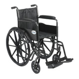 Drive Medical ssp216fa-sf Silver Sport 2 Wheelchair, Non Removable Fixed Arms, Swing away Footrests, 16" Seat - Owl Medical Supplies
