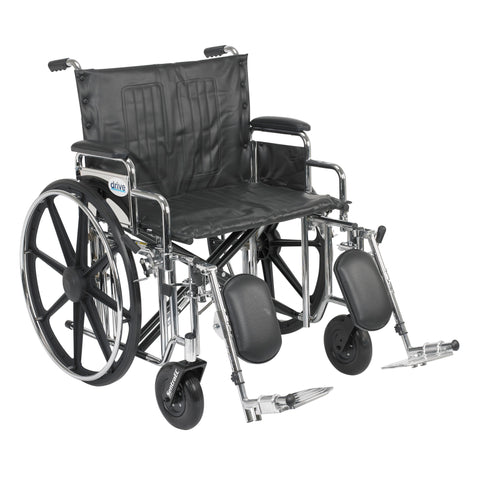 Drive Medical std24dda-elr Sentra Extra Heavy Duty Wheelchair, Detachable Desk Arms, Elevating Leg Rests, 24"Seat - Owl Medical Supplies