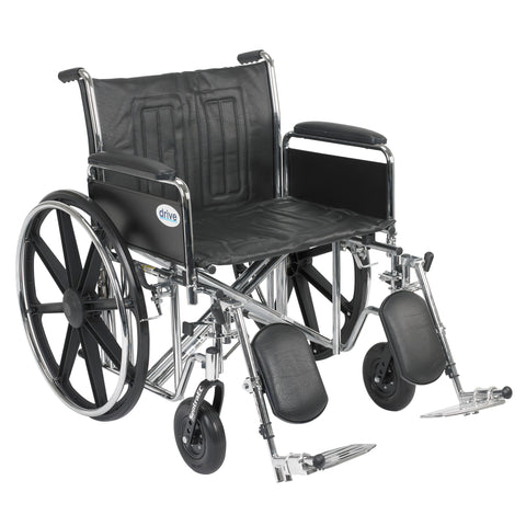 Drive Medical std24ecdfa-elr Sentra EC Heavy Duty Wheelchair, Detachable Full Arms, Elevating Leg Rests, 24" Seat - Owl Medical Supplies