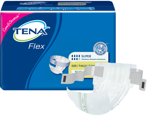 Tena 67806 Flex Super Belted Briefs, Size 16, 84 - 127cm (33 - 50") Yellow - Owl Medical Supplies