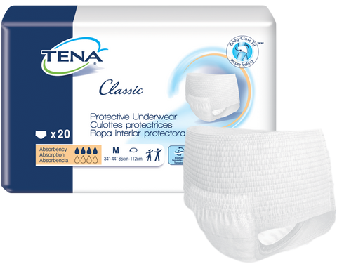 Tena 72516 Classic Protective Underwear, X-Large, 55"-67" White - Owl Medical Supplies