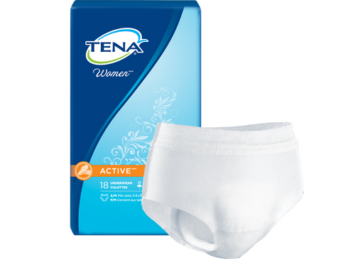 Tena 54900 Women Active Underwear, Large 37 x 50 White – Owl