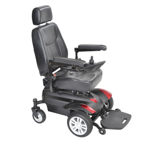Drive Medical titan1618 Titan Transportable Front Wheel Power Wheelchair, Full Back Captain's Seat, 16" x 18" - Owl Medical Supplies