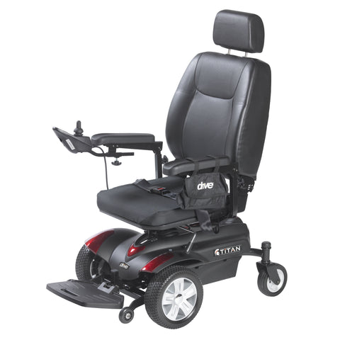 Drive Medical titan18p22 Titan Front Wheel Power Wheelchair, Pan Seat, 18" x 18" - Owl Medical Supplies