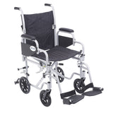 Drive Medical tr18 Poly Fly Light Weight Transport Chair Wheelchair with Swing away Footrests, 18" Seat - Owl Medical Supplies