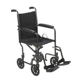 Drive Medical tr37e-sv Lightweight Steel Transport Wheelchair, Fixed Full Arms, 17" Seat - Owl Medical Supplies