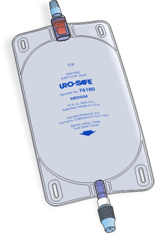 Urocare 76180 Uro-Safe Disposable Clear Vinyl Urinary Medium Leg Bag, 18 Fl.oz. Capacity, Transparent Front & Back, Twist-Drain Closure - Owl Medical Supplies