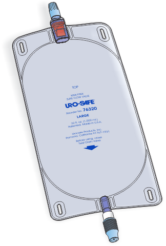 Urocare 76320 Uro-Safe Disposable Clear Vinyl Urinary Large Leg Bag, 32 Fl.oz. Capacity, Transparent Front & Back, Twist-Drain Closure - Owl Medical Supplies