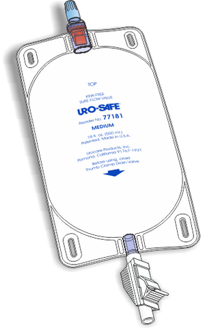 Urocare 77181 Uro-Safe Disposable Clear/White Vinyl Urinary Leg Bag Medium, 18 Fl.oz. Capacity, Transparent Front/White-Opaque Back, Thumb-Clamp Closure - Owl Medical Supplies